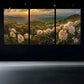 3pcs Blooming Flowers Sunrise Mountain Metal Print Ready to Hang Art