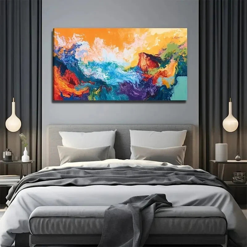 Power Of Paint Mountain Water Wall Art Canvas Office Home Room Framed 120x60cm