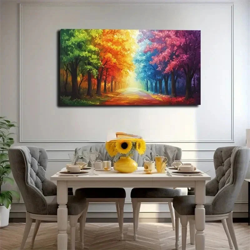 Dreamy Forest Deco Wall Art Canvas Office Home Room Framed 120x60cm