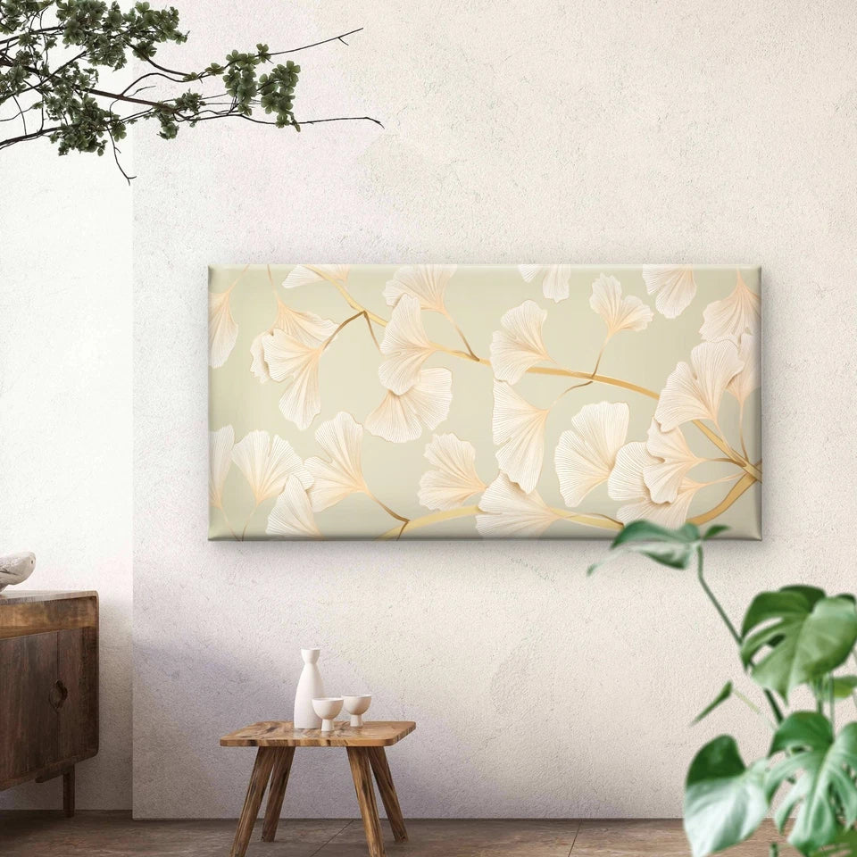 Busy Ginkgo Pattern Life Wall Art Canvas Office Home Room Framed 120x60cm