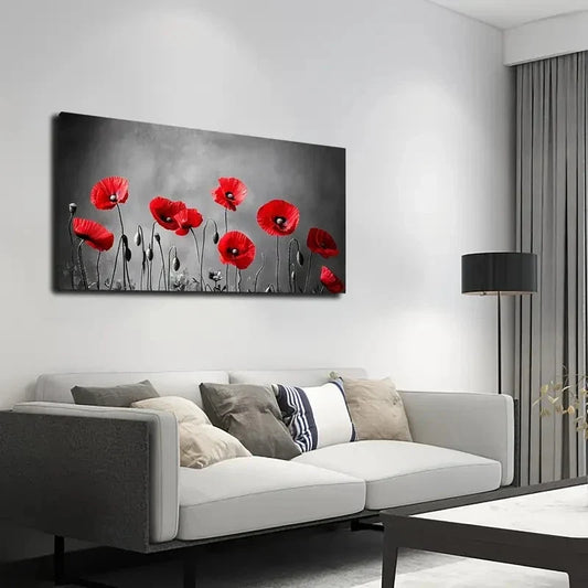 Abstract Blooming Flowers Wall Art canvas office home room framed 120x60cm