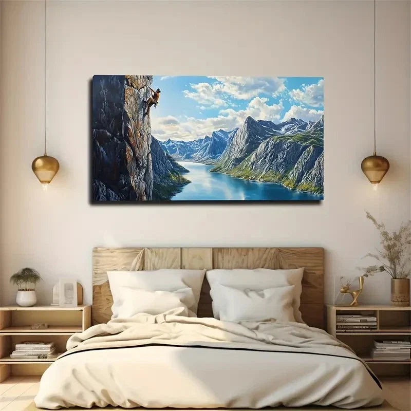 Cliff By The Grand Canal Rock Wall Art Canvas Office Home Room Framed 120x60cm