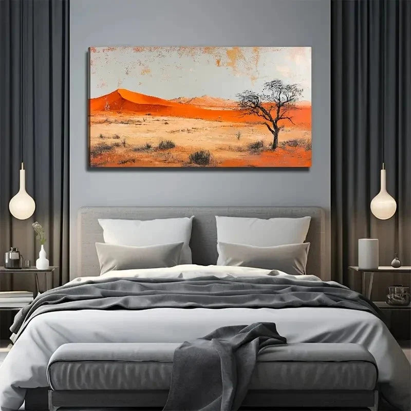 Orange & Beige Desert Scenery Wall Art Canvas Office Home Room Framed 120x60cm