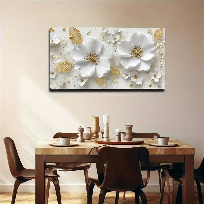 Beige Golden Abstract Botanical Wall Art Canvas Office Home Room Framed 120x60cm