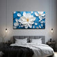Flowers White Petals Suitable Wall Art Canvas Office Home Room Framed 80x45cm