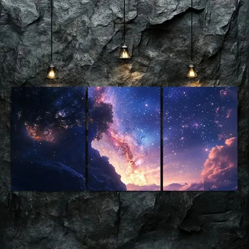 3pcs The Ethereal Beauty of a Starry Night   Wall Art Set Canvas Framed 40x60cm - High Quality Print 100% Australian Made Wall Canvas Ready to Hang