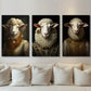 3pcs Rustic King White Sheep Farmhouse Metal Print Ready to Hang Art