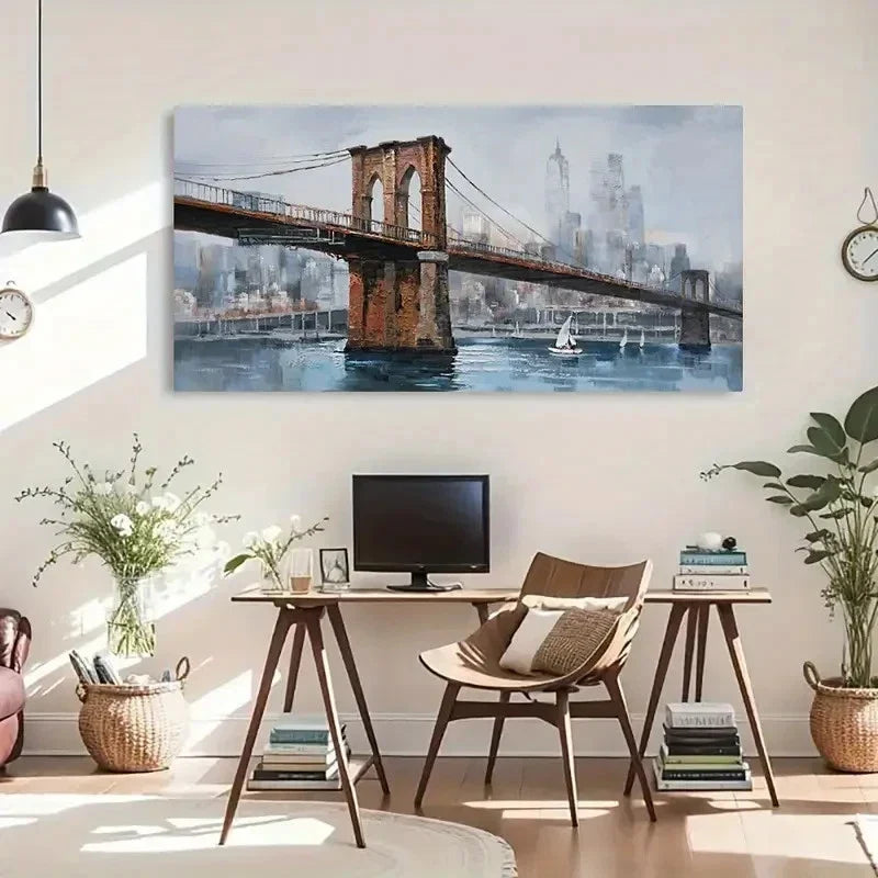 Abstract New York City Skyline Wall Artc Canvas Office Home Room Framed 80x45cm
