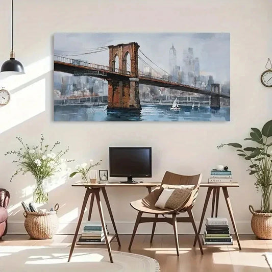 Abstract New York City Skyline Wall Artc Canvas Office Home Room Framed 80x45cm