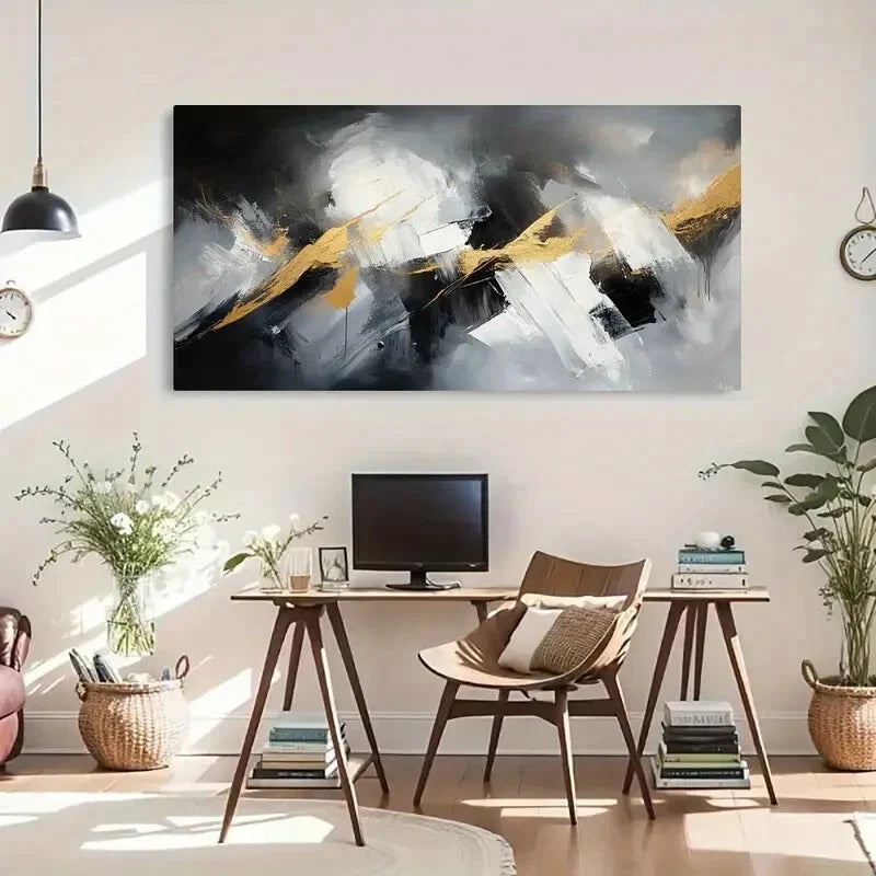 Abstract Flowing Forms Décor Wall Art Canvas Office Home Room Framed 120x60cm