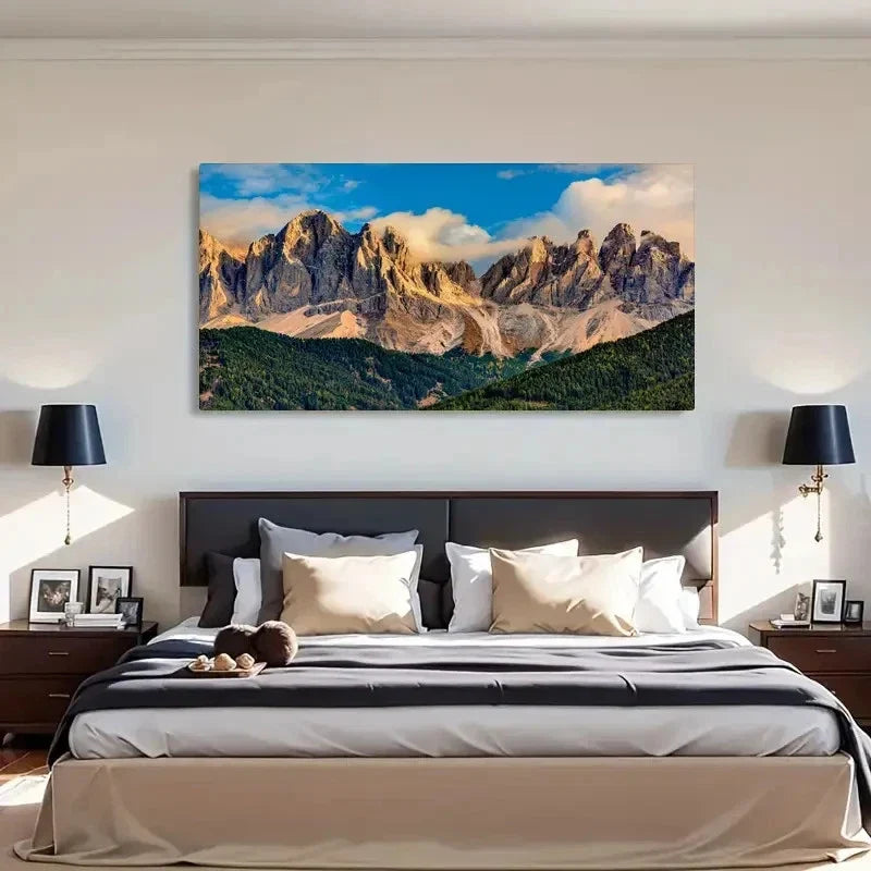 Italy Dolomites Mountains Land Wall Art Canvas Office Home Room Framed 80x45cm