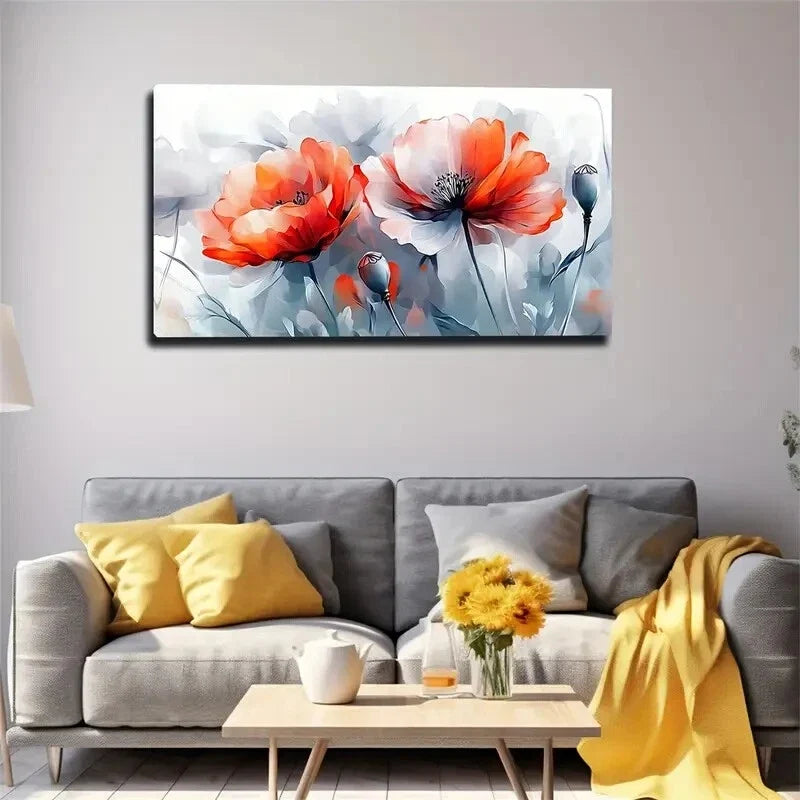 Orange and Red Gradient Petals Wall Art Canvas Office Home Room Framed 120x60cm