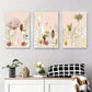 3pcs Soft Pink Floral Abstract Flower and Grass Metal Print Ready to Hang Art