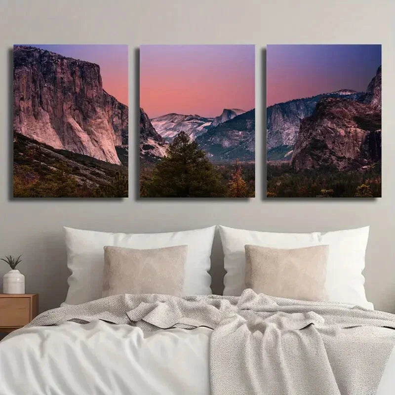 3pcs Sunset in Yosemite Valley Wall Art Set Canvas Framed 40x60cm - High Quality Print 100% Australian Made Wall Canvas Ready to Hang