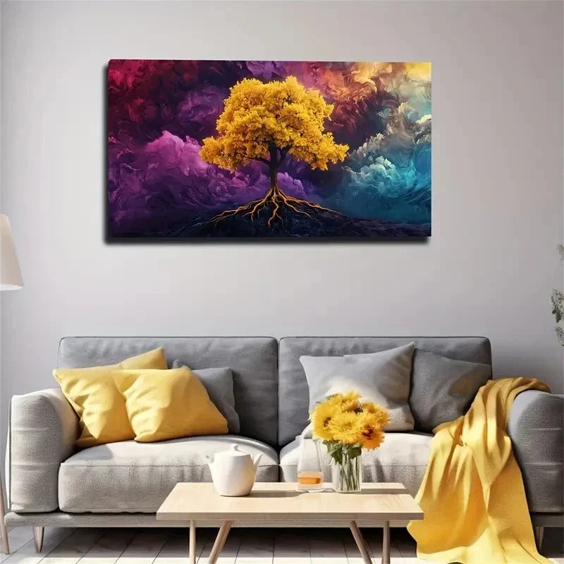Bright Golden Trees Creative Wall Art Canvas Office Home Room Framed 120x60cm