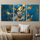 3pcs Abstract Fish Girl Golden And Blue Koi Girl Metal Print Ready to Hang Art
