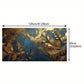 Blue & Golden Leaf Pattern wall canvas office home room framed 120x60cm
