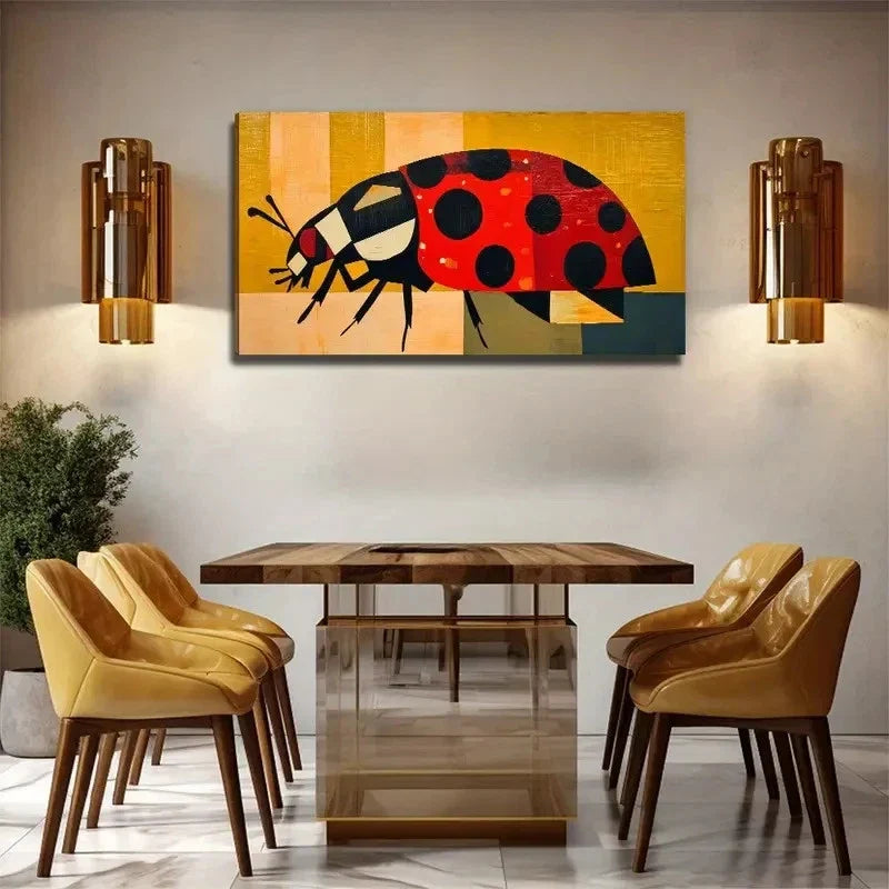 A Ladybird Suitable Wall Art Canvas Office Home Room Framed 120x60cm