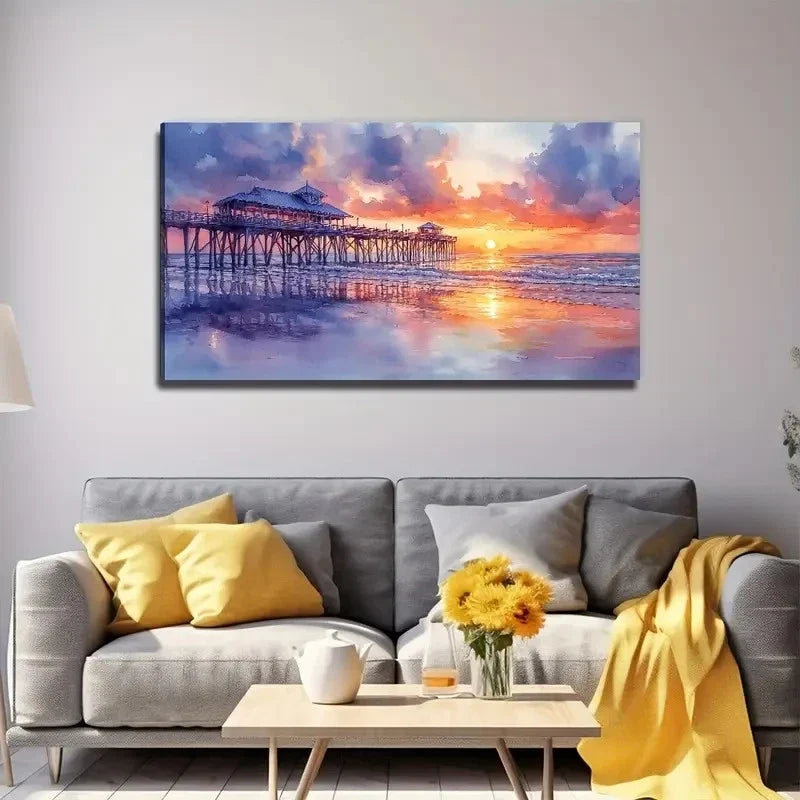 House At Sunset Perfect Wall Art Canvas Office Home Room Framed 80x45cm