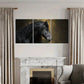 3pcs Elegant Black Golden Horse Portrait Metal Print Ready to Hang Art