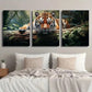 3pcs Tiger Painting in Tropical Jungle Decor Wall Art Set Canvas Framed 40x60cm - High Quality Print 100% Australian Made Wall Canvas Ready to Hang
