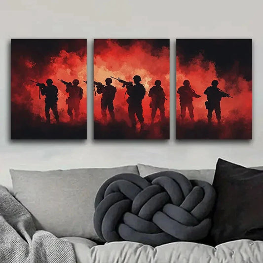 3pcs A group of soldiers standing in formation Metal Print Ready to Hang Art