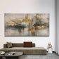 Abstract Golden Leaf Wall Art Canvas Office Home Room Framed 120x60cm