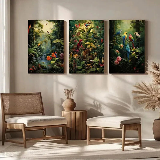 3pcs Floral Posters Boho Leaf Tropical Jungle Metal Print Ready to Hang Art