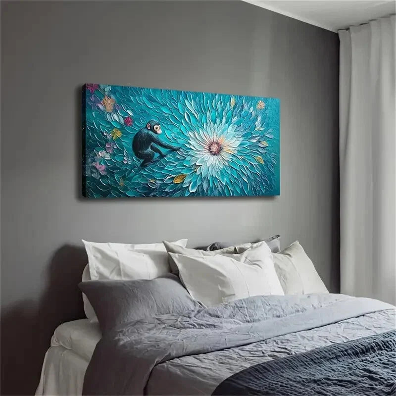 A Little Monkey Wants to Touch Wall Art Canvas Office Home Room Framed 80x45cm