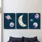 3pcs Galaxy Space Planet Moon & Stars Wall Art Set Canvas Framed 40x60cm - High Quality Print 100% Australian Made Wall Canvas Ready to Hang