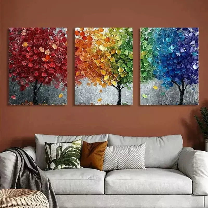 3pcs Classic Abstract Tree Triptych Aesthetic Wall Art Set Canvas Framed 40x60cm - High Quality Print 100% Australian Made Wall Canvas Ready to Hang