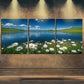 3pcs Serene Blue Sky & White Clouds Perfect Wall Art Set Canvas Framed 40x60cm - High Quality Print 100% Australian Made Wall Canvas Ready to Hang