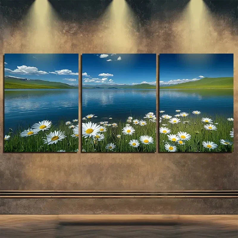 3pcs Serene Blue Sky & White Clouds Perfect Wall Art Set Canvas Framed 40x60cm - High Quality Print 100% Australian Made Wall Canvas Ready to Hang