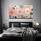 Pink & Peach Flowers Modern Wall Art Canvas Office Home Room Framed 80x45cm
