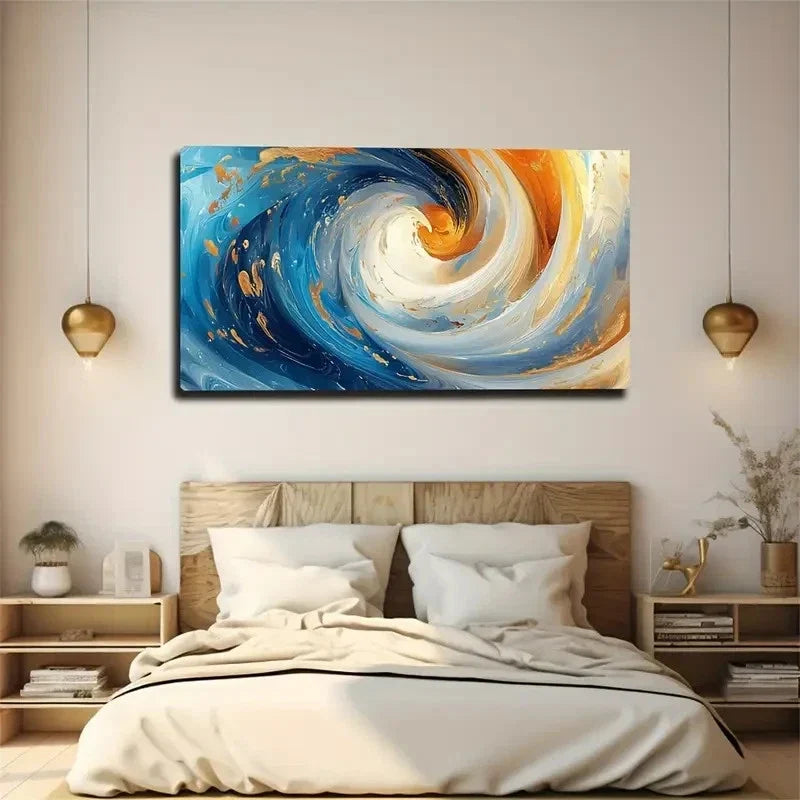 Colorful Swirl Design Vibrant Wall Art Canvas Office Home Room Framed 120x60cm
