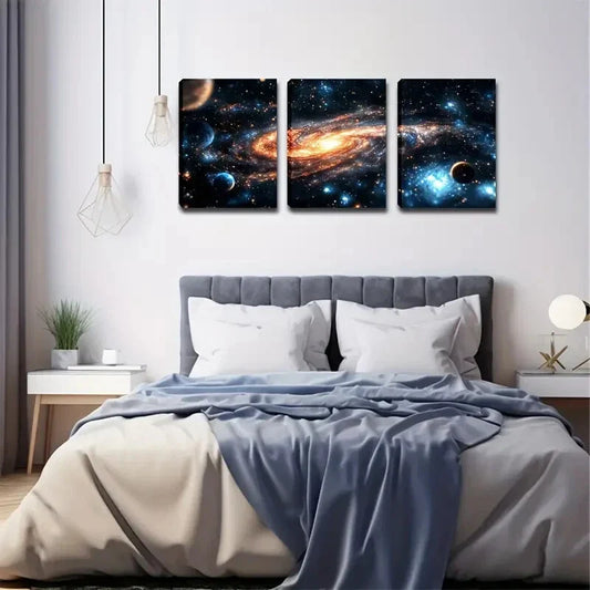3pcs mysterious magnificent romantic nebula  Wall Art Set Canvas Framed 40x60cm - High Quality Print 100% Australian Made Wall Canvas Ready to Hang