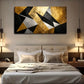 Modern Geometric Golden Black Wall Art Canvas Office Home Room Framed 120x60cm