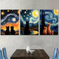 3pcs Modern Van Gogh Style Abstract Cat Wall Art Set Canvas Framed 40x60cm - High Quality Print 100% Australian Made Wall Canvas Ready to Hang