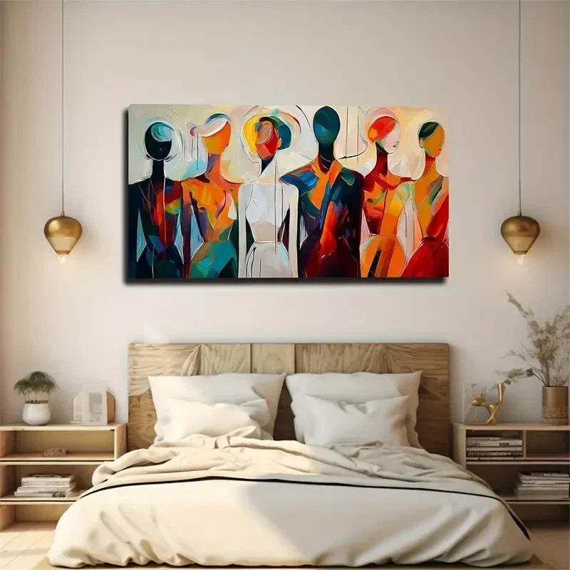 Abstract Women Models Wall Art Canvas Office Home Room Framed 80x45cm