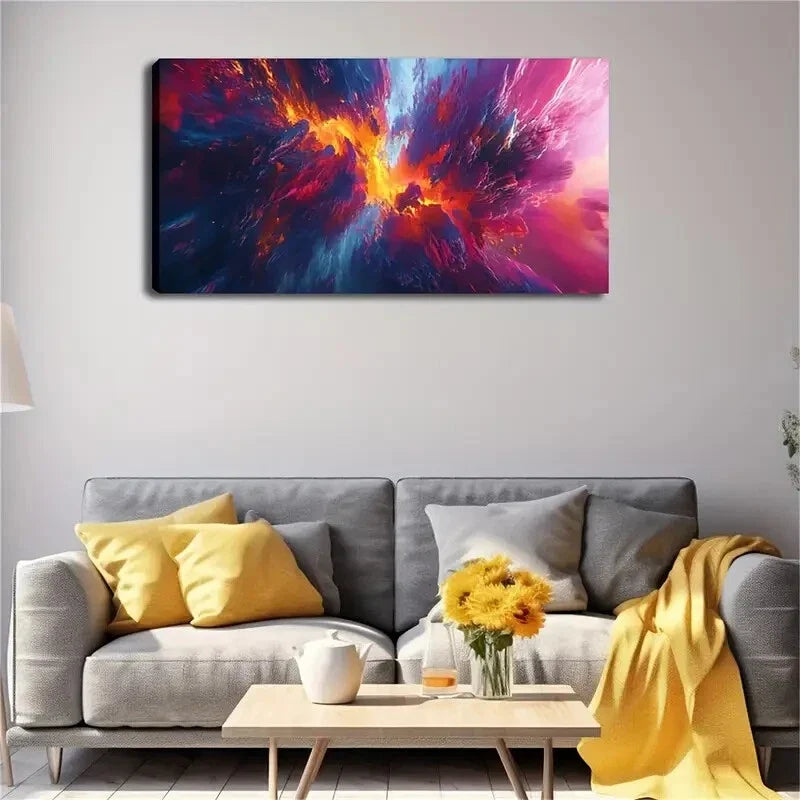 Yellow Accents Horizontal Form Wall Art Canvas Office Home Room Framed 120x60cm