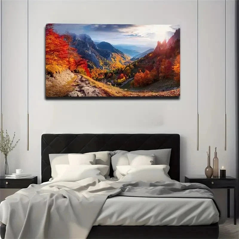 Beautiful Autumn Layering Wall Art Canvas Office Home Room Framed 80x45cm