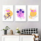 3pcs Modern Yellow, Purple, and Pink Flower Metal Print Ready to Hang Art