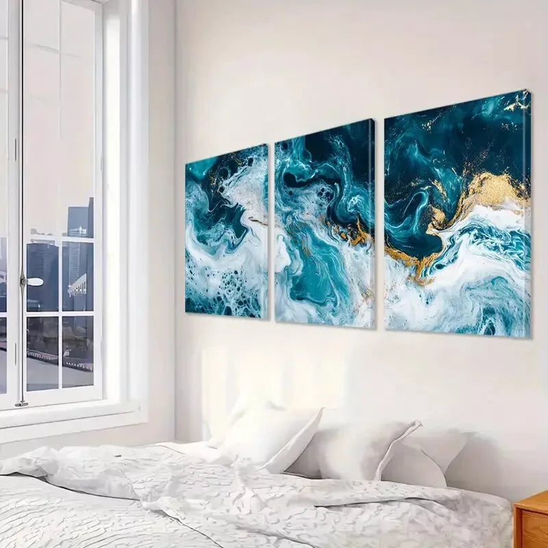3pcs Swirls Abstract Aesthetic Decorative Wall Art Set Canvas Framed 40x60cm - High Quality Print 100% Australian Made Wall Canvas Ready to Hang