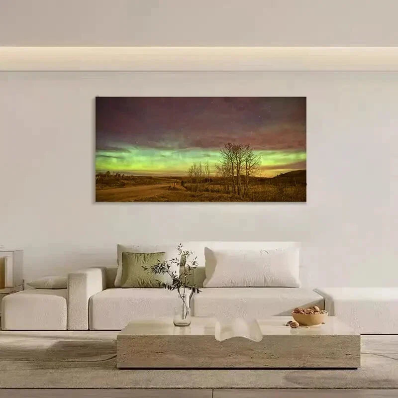 Beautiful Northern Light Aurora Wall Art Canvas Office Home Room Framed 120x60cm