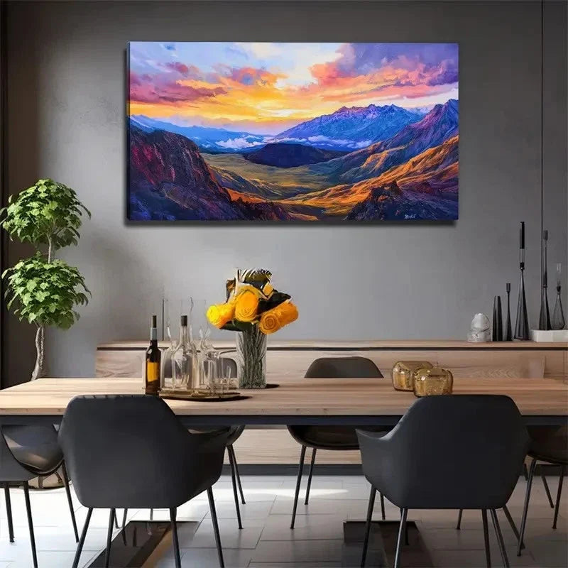 Magic Mountain View Suitable Wall Art Canvas Office Home Room Framed 120x60cm
