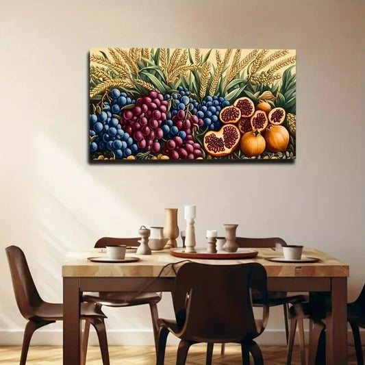 Vibrant Grape Design Decor Wall Art Canvas Office Home Room Framed 120x60cm