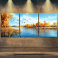 3pcs Autumn Golden Trees  Lake Scene Perfect Wall Art Set Canvas Framed 40x60cm - High Quality Print 100% Australian Made Wall Canvas Ready to Hang