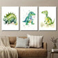 3pcs Ankylosaur Triceratops and Stegosaurus Wall Art Set Canvas Framed 40x60cm - High Quality Print 100% Australian Made Wall Canvas Ready to Hang