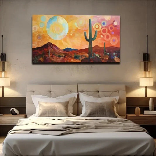 Bohemian Modern Desert Wall Art Canvas Office Home Room Framed 120x60cm