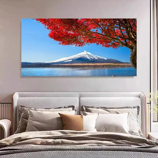 Snowy Mountain & Lake View Wall Art Canvas Office Home Room Framed 120x60cm